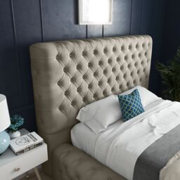 DS Living Cambridge Upholstered Soft Touch Cream Velvet Bed Frame - Size: King - thumbnail 2