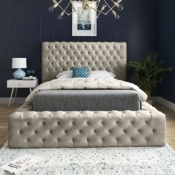 DS Living Cambridge Upholstered Soft Touch Cream Velvet Bed Frame - Size: King - thumbnail 3
