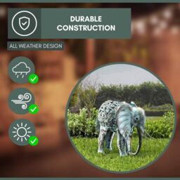 Marco Paul 34cm Grey Metal Solar Silhouette Elephant Ornament in Silver - thumbnail 8