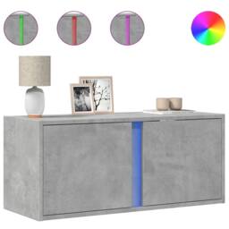 Berkfield Home TV Wall Cabinet with LED Lights Concrete Grey 80x31x35 cm - Size: 80 x 31 x 35 cm - thumbnail 1