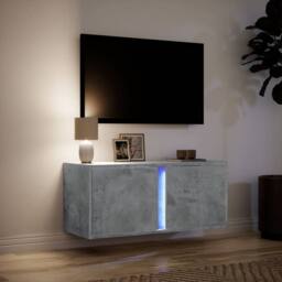 Berkfield Home TV Wall Cabinet with LED Lights Concrete Grey 80x31x35 cm - Size: 80 x 31 x 35 cm - thumbnail 5