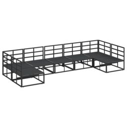 Berkfield Home Garden Sofa Set 7 pcs Black 353 x 141.5 x 71 cm Aluminium - thumbnail 7