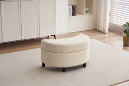 STILVORA Swivel Armchair with Ottoman, Cream - thumbnail 6