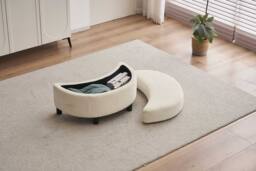 STILVORA Swivel Armchair with Ottoman, Cream - thumbnail 3