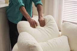 STILVORA Swivel Armchair with Ottoman, Cream - thumbnail 5
