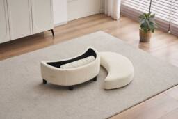 STILVORA Swivel Armchair with Ottoman, Cream - thumbnail 2