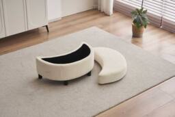 STILVORA Swivel Armchair with Ottoman, Cream - thumbnail 4