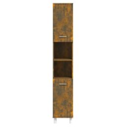 Berkfield Home Bathroom Cabinet Smoked Oak 30x30x179 cm Engineered Wood in Brown - Size: 30 x 30 x 179 cm - thumbnail 6