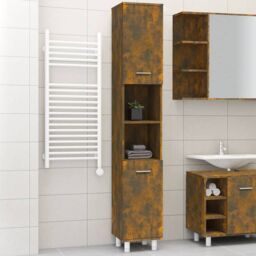 Berkfield Home Bathroom Cabinet Smoked Oak 30x30x179 cm Engineered Wood in Brown - Size: 30 x 30 x 179 cm - thumbnail 1