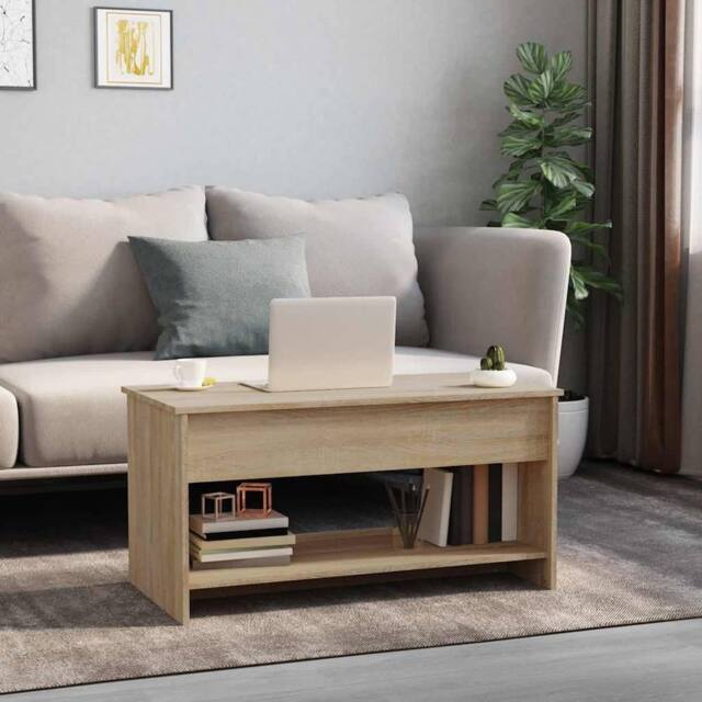 Berkfield Home Modern 809650 Coffee Table Sonoma Oak 102x50x52, 5 cm Engineered Wood in Light Tan - image 1