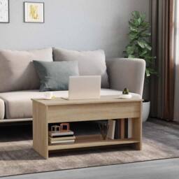 Berkfield Home Modern 809650 Coffee Table Sonoma Oak 102x50x52, 5 cm Engineered Wood in Light Tan