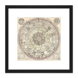 Artery8 Map Mariette 1696 Celestial Ptolemaic Chart 8X8 Inch Square Wooden Framed Wall Art Print Picture with Mount in Black - thumbnail 1