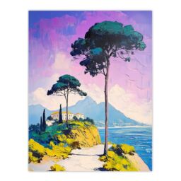 "Artery8 Dawn Sky Over Cassis France Coastal Landscape Wall Art Print in Purple - Size: W18"" x H24""" - thumbnail 1