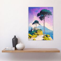 "Artery8 Dawn Sky Over Cassis France Coastal Landscape Wall Art Print in Purple - Size: W18"" x H24""" - thumbnail 4