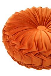 Living and Home 45cm Round Throw Pillow Velvet Home Decoration Pleated Round Pillow Cushion in Orange - thumbnail 5