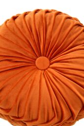 Living and Home 45cm Round Throw Pillow Velvet Home Decoration Pleated Round Pillow Cushion in Orange - thumbnail 6