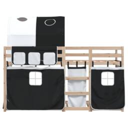 Berkfield Home Bunk Bed without Mattress White&Black 90x200 cm Solid Wood Pine in Black - thumbnail 5