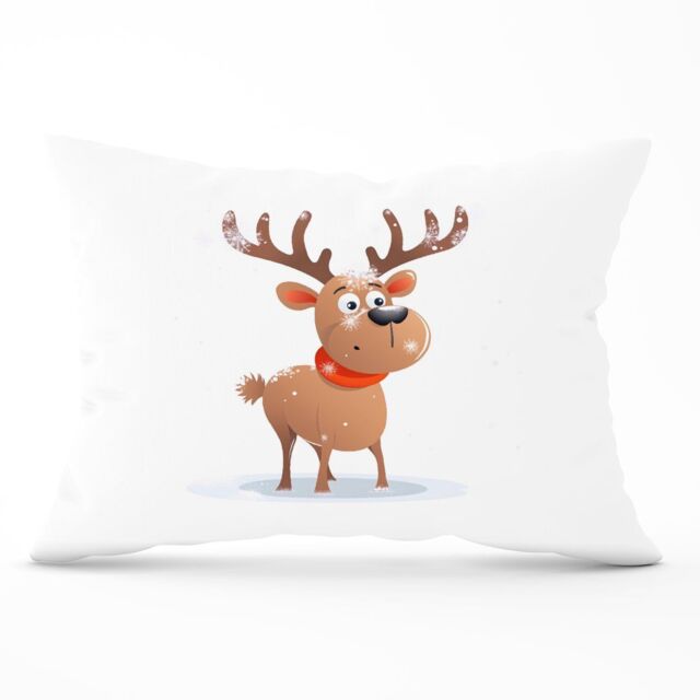 Warren Reed - Designer Reindeer In A Scarf Cushions - Size: 33 cm x 48 cm - image 1