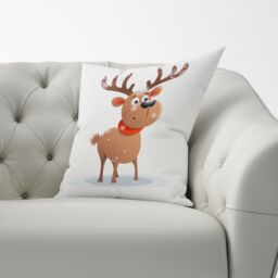 Warren Reed - Designer Reindeer In A Scarf Cushions - Size: 33 cm x 48 cm - thumbnail 3
