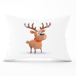 Warren Reed - Designer Reindeer In A Scarf Cushions - Size: 33 cm x 48 cm - thumbnail 1