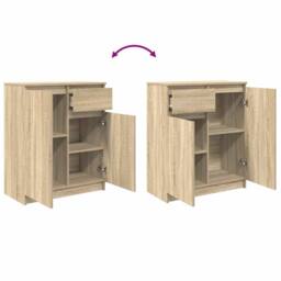 Berkfield Home Sideboard with Drawer Sonoma Oak 71x35x84 cm Engineered Wood in Brown - Size: 71 x 35 x 84 cm - thumbnail 9