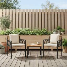 Berkfield Home Outdoor Furniture Set 3 pcs Brown & Cream White Poly Rattan - thumbnail 3