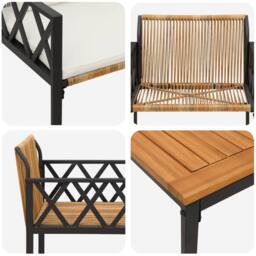 Berkfield Home Outdoor Furniture Set 3 pcs Brown & Cream White Poly Rattan - thumbnail 8