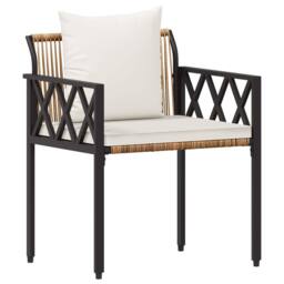 Berkfield Home Outdoor Furniture Set 3 pcs Brown & Cream White Poly Rattan - thumbnail 4