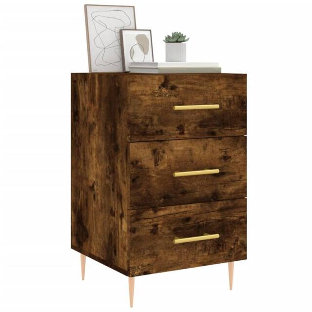 Berkfield Home Modern Bedside Cabinet Smoked Oak 40x40x66 cm Engineered Wood in Brown - Size: 40 x 40 x 66 cm - image 1
