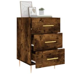 Berkfield Home Modern Bedside Cabinet Smoked Oak 40x40x66 cm Engineered Wood in Brown - Size: 40 x 40 x 66 cm - thumbnail 4