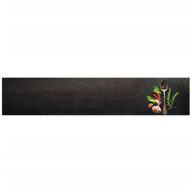 Berkfield Home Kitchen Rug Washable Spices 60x300 cm Velvet in Black - image 1