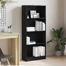 Berkfield Home Black Oak Bookcase - 60 x 24 x 143 cm - Made from Engineered Wood - thumbnail 2