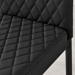 FurnitureboxUK Set of 4 Milan High Back Soft Touch Diamond Pattern Faux Leather Dining Chairs With Black Powder Coated Metal Legs - thumbnail 4