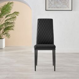 FurnitureboxUK Set of 4 Milan High Back Soft Touch Diamond Pattern Faux Leather Dining Chairs With Black Powder Coated Metal Legs - thumbnail 3