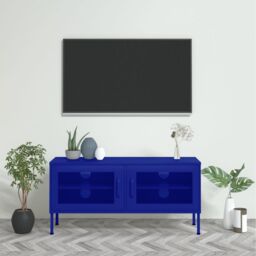 Berkfield Home TV Cabinet Navy Blue 105x35x50 cm Steel - Size: 105 x 35 x 50 cm - thumbnail 1