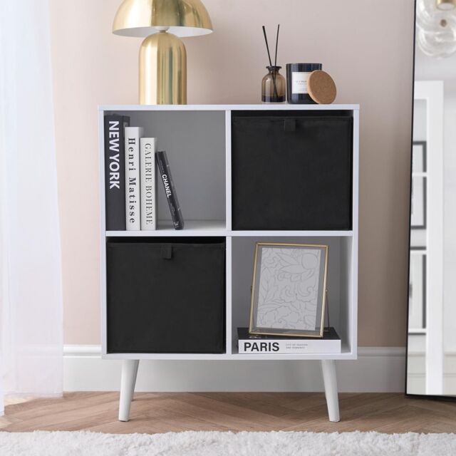 OHS 2 x Matte Velvet Cube Storage Box Folding Organiser Home Decor in Black - image 1