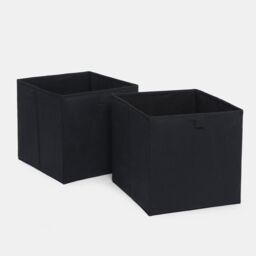 OHS 2 x Matte Velvet Cube Storage Box Folding Organiser Home Decor in Black - thumbnail 4