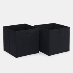 OHS 2 x Matte Velvet Cube Storage Box Folding Organiser Home Decor in Black - thumbnail 5
