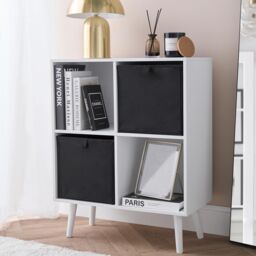 OHS 2 x Matte Velvet Cube Storage Box Folding Organiser Home Decor in Black - thumbnail 2