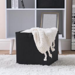 OHS 2 x Matte Velvet Cube Storage Box Folding Organiser Home Decor in Black - thumbnail 3
