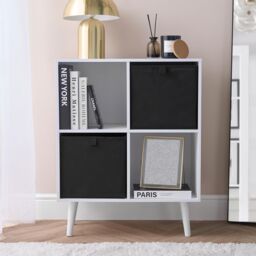 OHS 2 x Matte Velvet Cube Storage Box Folding Organiser Home Decor in Black - thumbnail 1