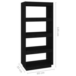 Berkfield Home Beautiful Book Cabinet/Room Divider Black 60x35x135 cm Solid Pinewood - Size: 60 x 35 x 135 cm - thumbnail 8