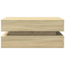 Berkfield Home Coffee Table with LED Lights Sonoma Oak 90x50x40 cm in Light Tan - Size: 90 x 50 x 40 cm - thumbnail 7