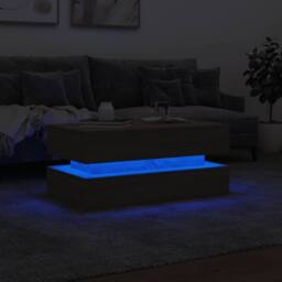 Berkfield Home Coffee Table with LED Lights Sonoma Oak 90x50x40 cm in Light Tan - Size: 90 x 50 x 40 cm - thumbnail 5