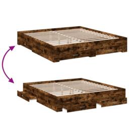 Berkfield Home Bed Frame w/Drawers Frame Smoked Oak 180x200 cm Super King in Brown - thumbnail 7