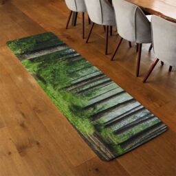 Benjamin Tate Design Beautiful summer forest with different trees Designer Runner Rug in Natural - Size: 67 cm x 230 cm - thumbnail 3