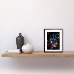 "Artery8 Wall Art Print New York City at Night Modern Abstract Neon Contrast Painting Artwork Framed 9X7 Inch in Brown - Size: W7"" x H9""" - thumbnail 2