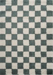 Desire Rugs Chester Living Room Shaggy Area Rug Modern - Contemporary Checkered Design in Jade - Size: 200 cm x 290 cm - thumbnail 2
