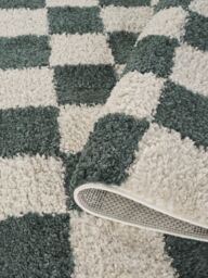 Desire Rugs Chester Living Room Shaggy Area Rug Modern - Contemporary Checkered Design in Jade - Size: 200 cm x 290 cm - thumbnail 3