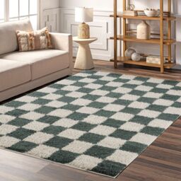 Desire Rugs Chester Living Room Shaggy Area Rug Modern - Contemporary Checkered Design in Jade - Size: 200 cm x 290 cm - thumbnail 6